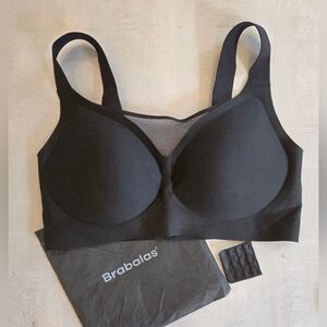 Brabalas Black Seamless Wireless Bra, 36C, New, Wide Straps, Soft Support